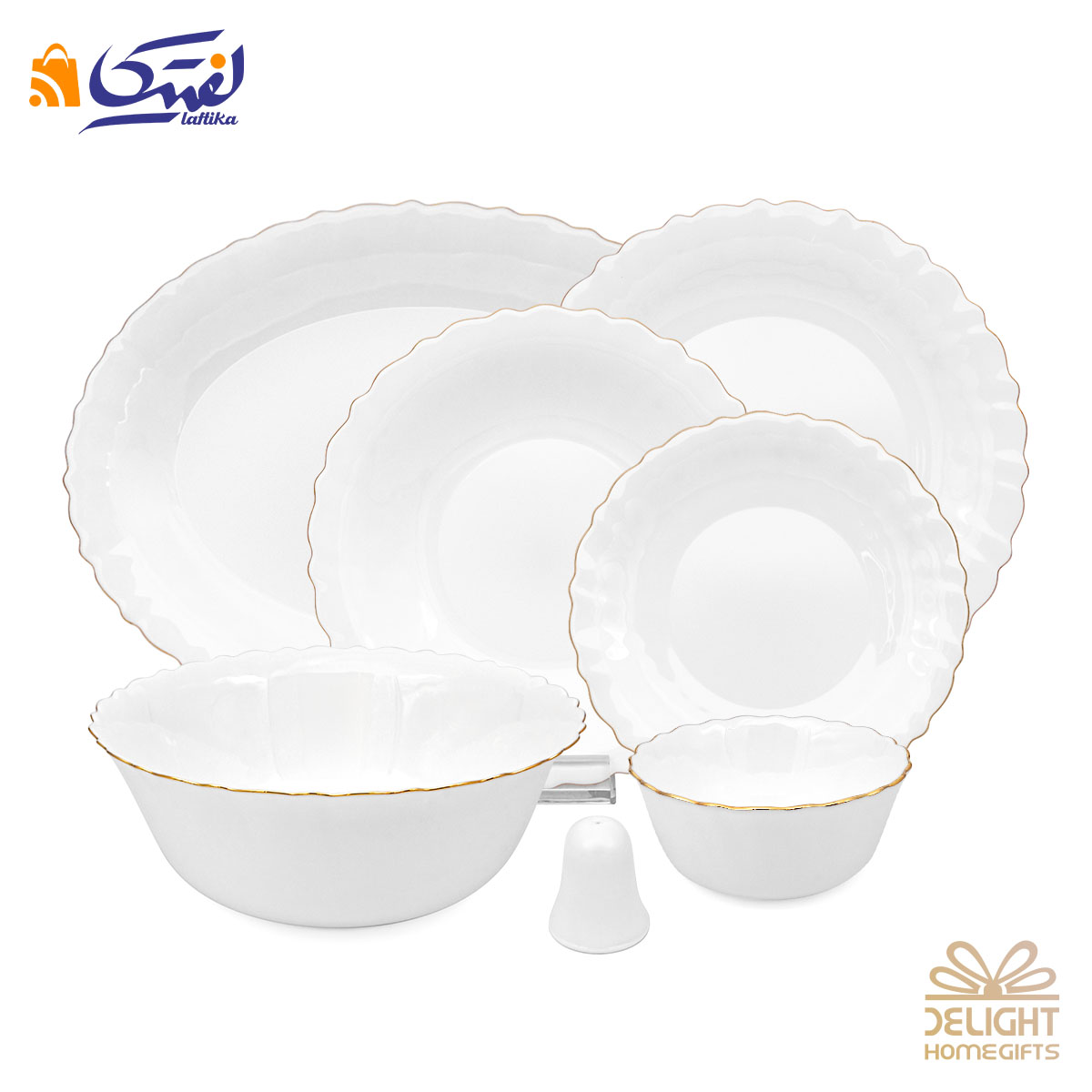 ابعاد سرویس اپال دیلایت 28 پارچه طرح لب طلا کد 212