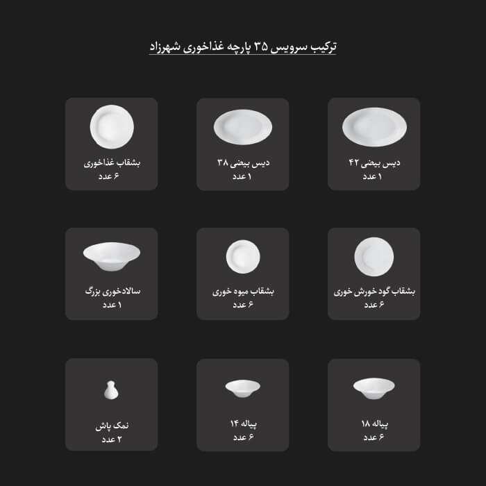 انواع سرویس 6 نفره شهرزاد