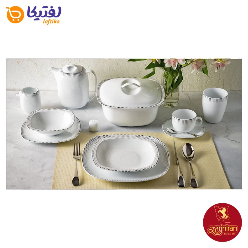 کیفیت ساخت سرویس چینی زرین کواترو طرح مون بلان مشکی 27 پارچه