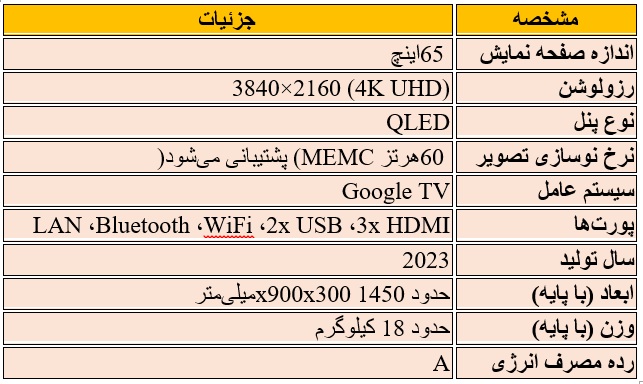 مشخصات فنی تلویزیون 56 اینچ تی سی ال 