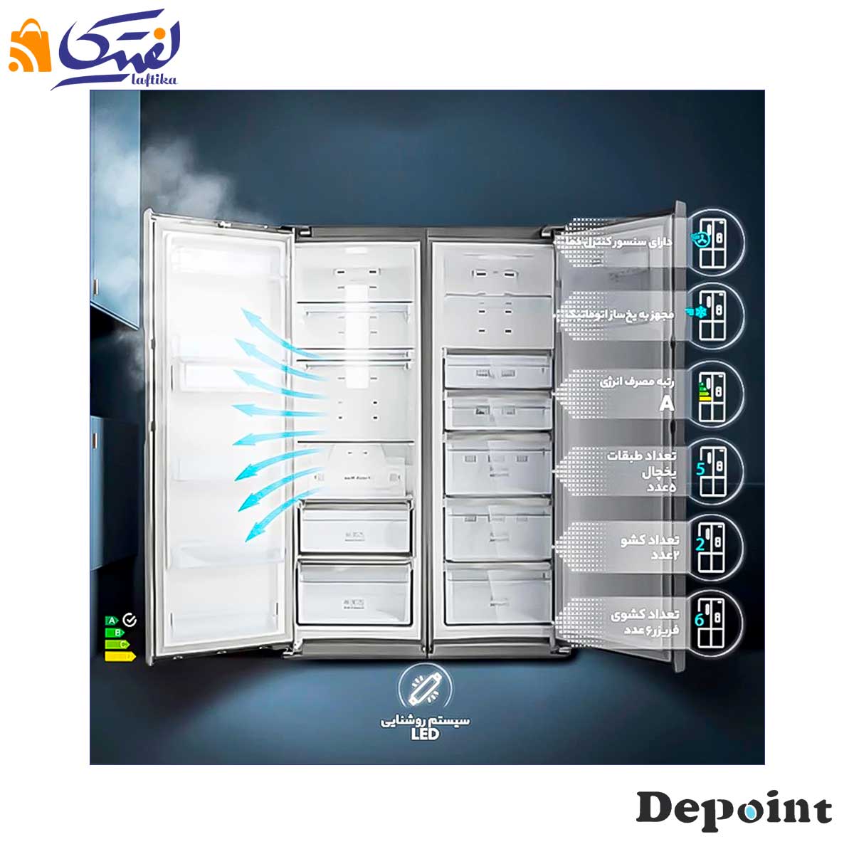 فضای داخلی یخچال فریزر دوقلو MAX دیپوینت