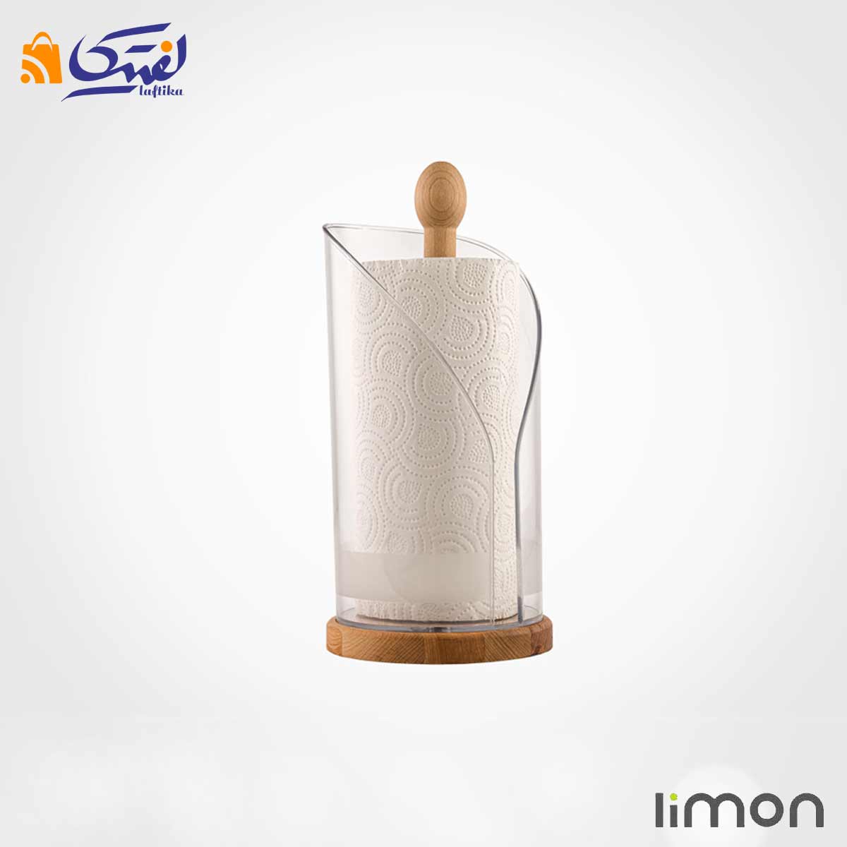 خرید اینترنتی جا دستمال رولی لیمون با طرح چوبی