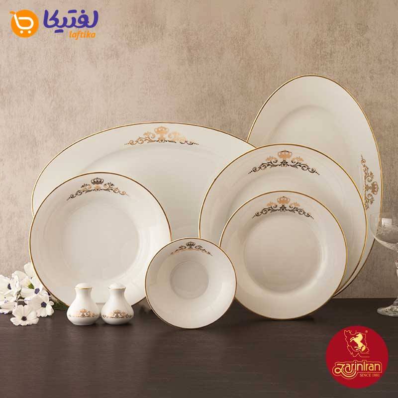 سرویس غذاخوری کوئین طلایی چینی زرین شهرزاد 6 نفره 35 پارچه