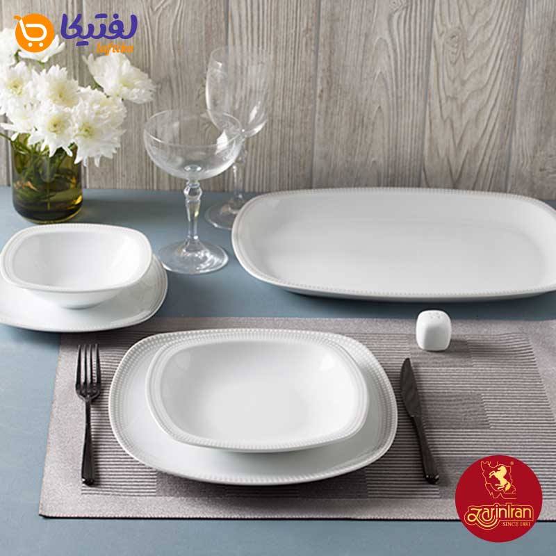 سرویس غذاخوری مون بلان طوسی چینی زرین کواترو 6 نفره 27 پارچه