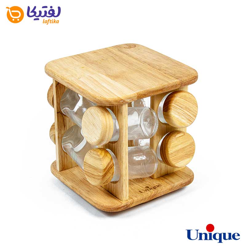 قیمت و خرید جا ادویه گردان چوبی یونیک