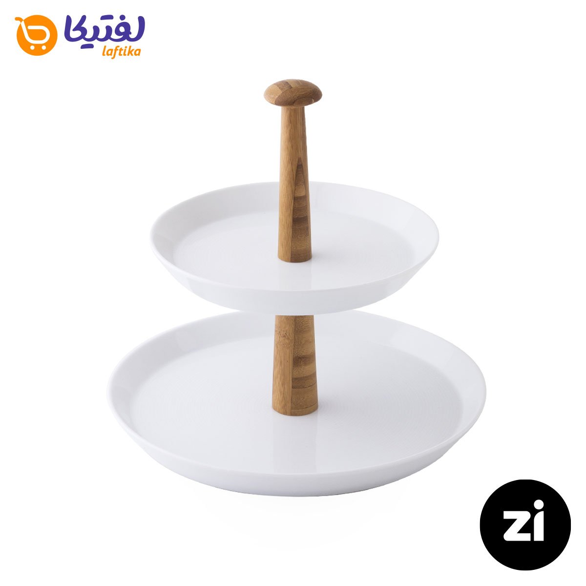  ظرف پذیرایی دو طبقه چینی زرین Zi سفید با پایه چوبی