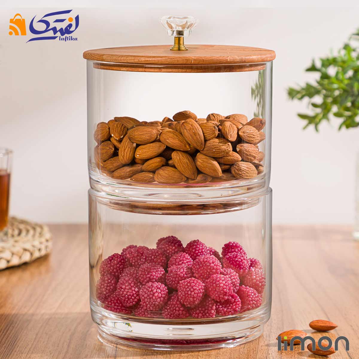 خرید ظرف شیشه ای دو طبقه لیمون برای مصارف روزمره