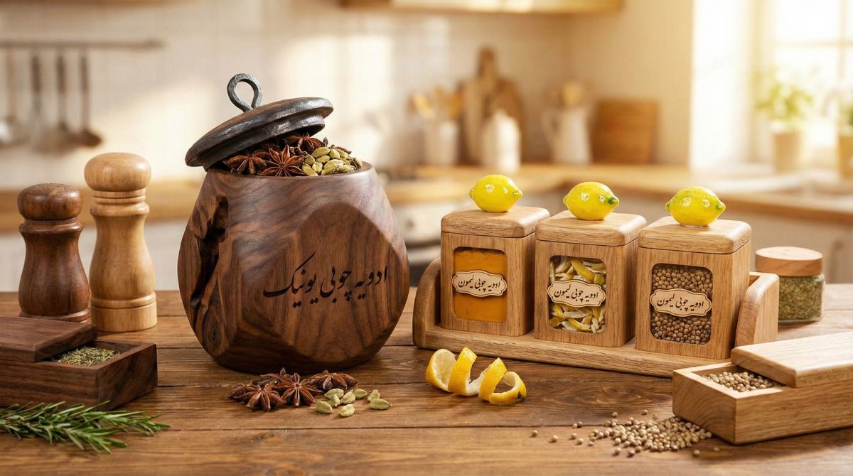قیمتو خرید انواع جظروف ادویه چوبی