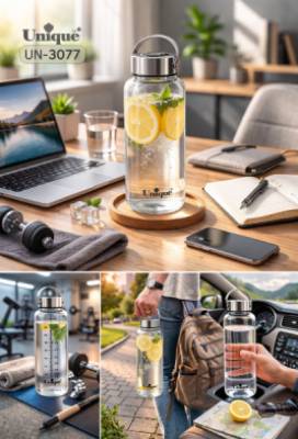 بطری آب شیشه ای UN-3077 یونیک