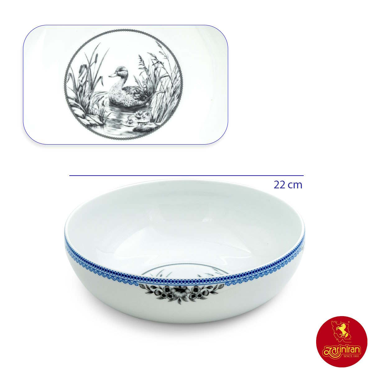 ابعاد قاب و قدح اسکار چینی زرین