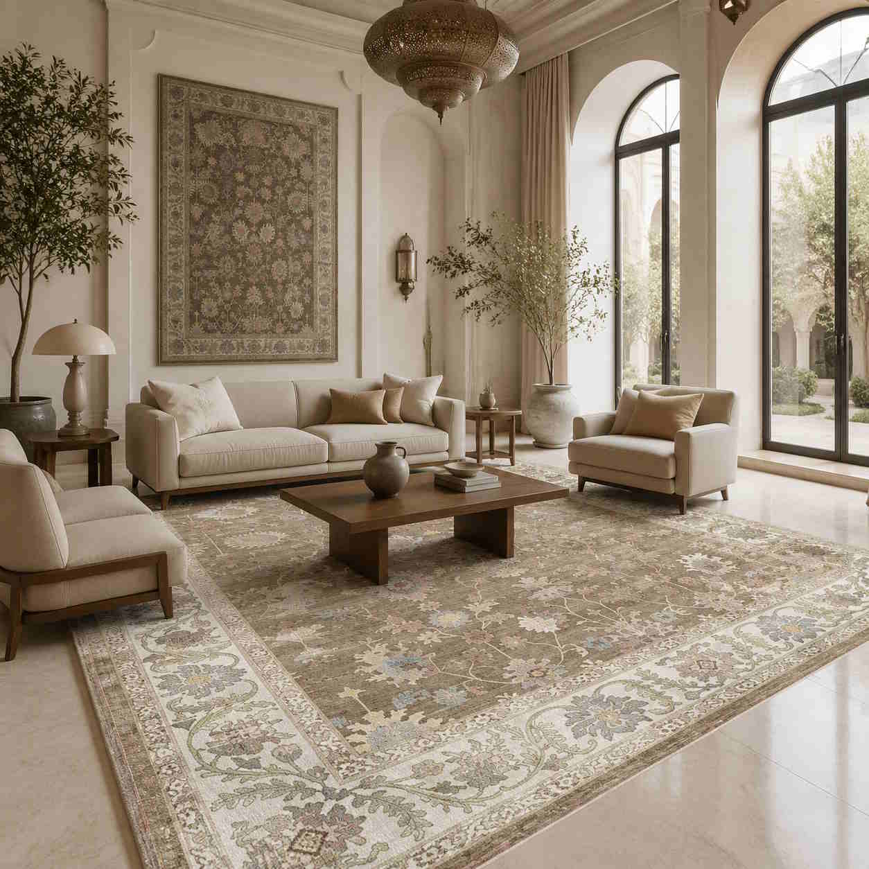 خرید فرش افشان نسکافه ای رزالین تراکم 3600 سنگین کالکشن لورنزا D5031-7