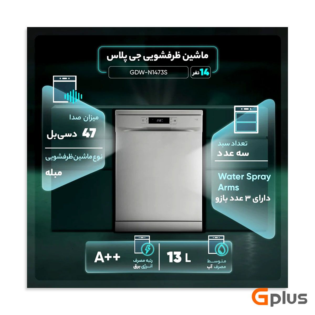 مشخصات بهترین ماشین ظرفشویی جی پلاس در لفتیکا