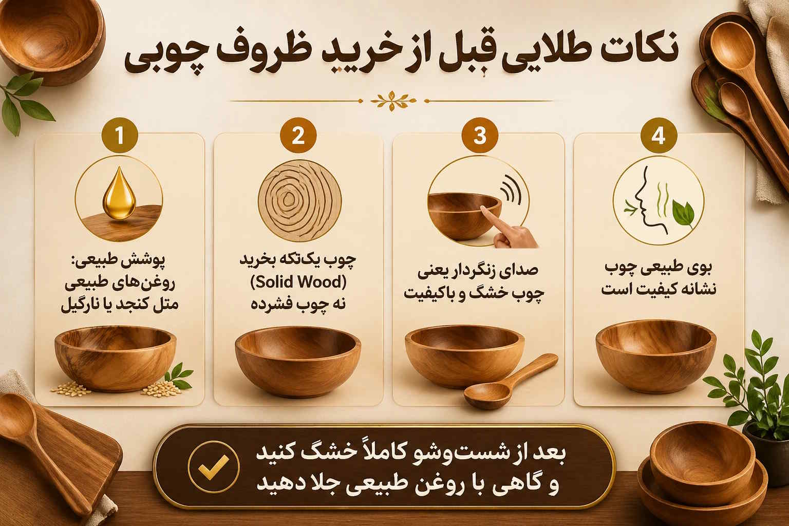 نکات مهم هنگام خرید ظروف چوبی