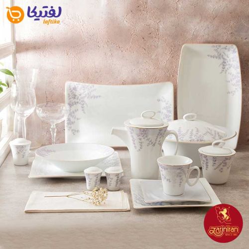 خرید سرویس-97-پارچه-وینچی-الیسه-طرح-فرن-بنفش-چینی-زرین