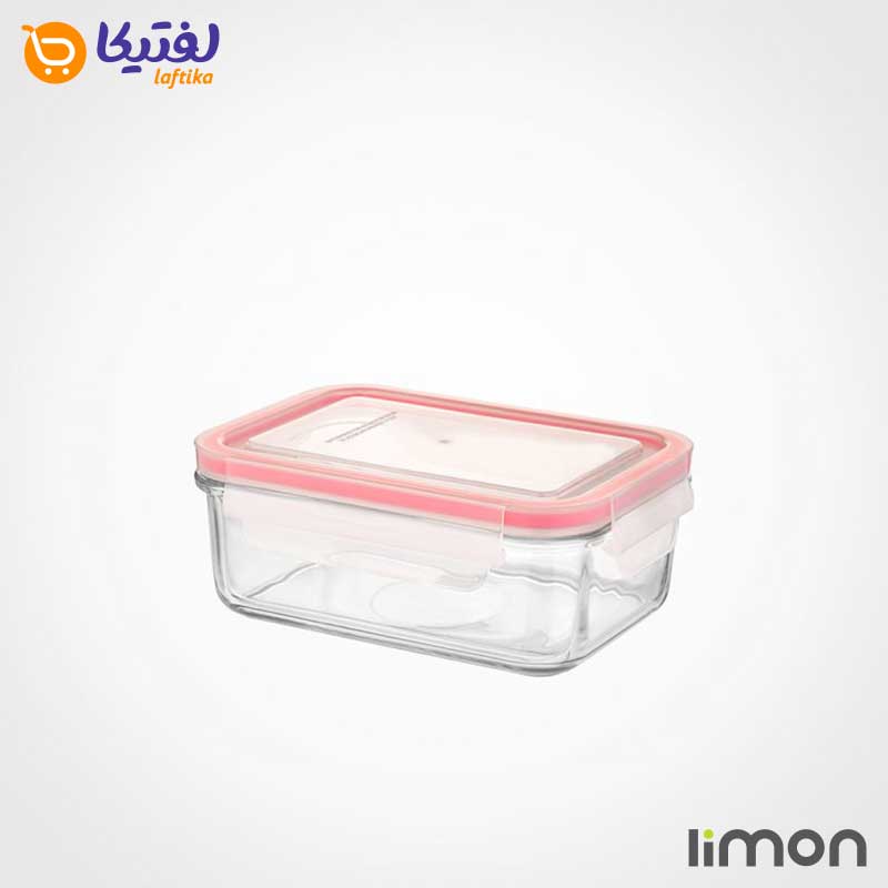 ظرف-شیشه-ای-مستطیل-درب-دار-580-میلی-لیتر-لیمون