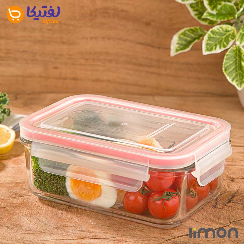 ظرف-شیشه-ای-مستطیل-دربدار-580-میلی-لیتر-لیمون