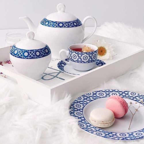چینی زرین 12 نفره ایتالیا اف میبد سرمه ای