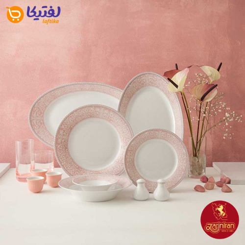 چینی زرین 35 پارچه شهرزاد طرح ورونا صورتی