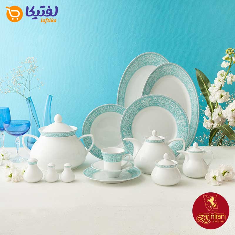 کاربردهای سرویس چینی زرین 108 پارچه شهرزاد طرح ورونا فیروزه ای
