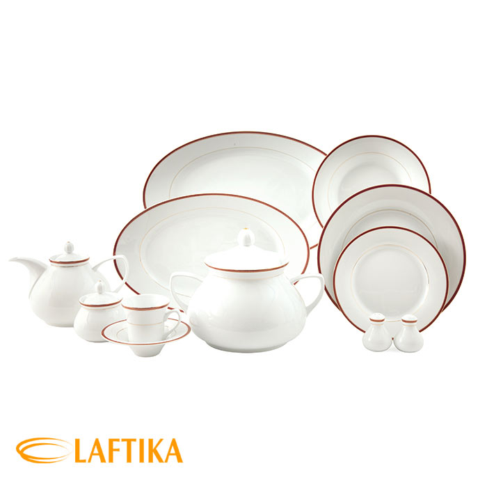 اقلام سرویس چینی زرین شهرزاد طرح سپینود ارغوانی 12 نفره 108 پارچه