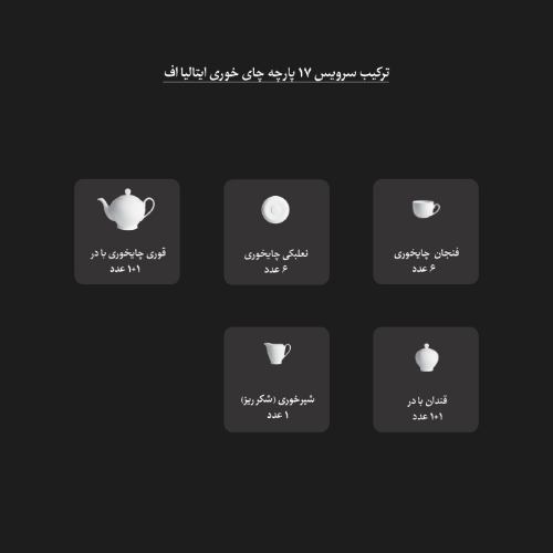 ترکیب اقلام سرویس 17 پارچه چینی زرین