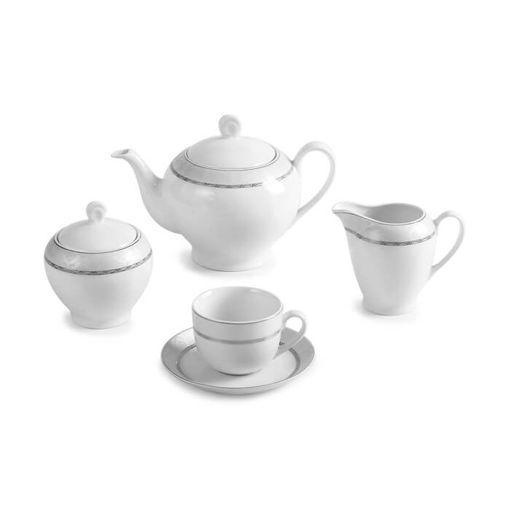 سرویس چای خوری چینی زرین ایتالیا اف طرح هدیه پلاتینی 17 پارچه