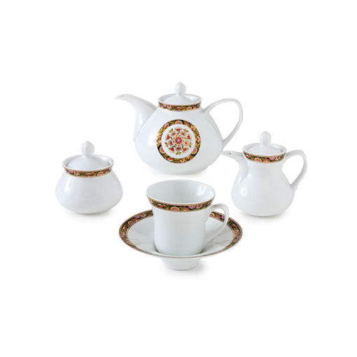 چینی زرین سرویس 18 پارچه چای خوری شهرزاد طرح گلدن گاردن