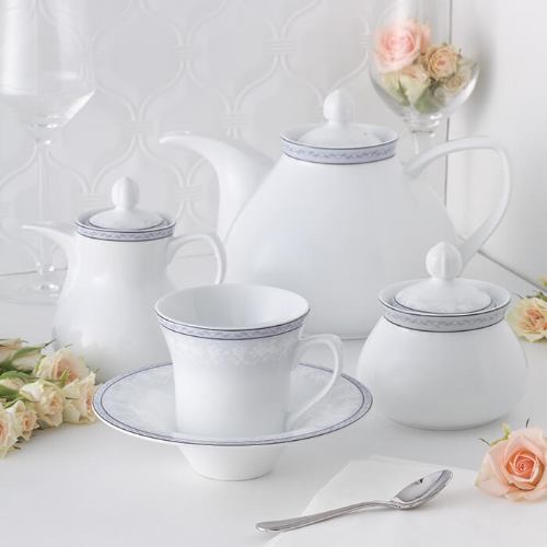 سرویس 18 پارچه چای خوری شهرزاد طرح وایت رز با طراحی شیک و مدرن
