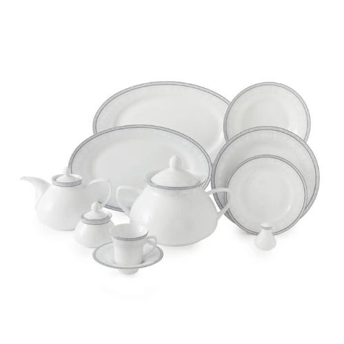 خرید سرویس چینی 108 پارچه کامل غذاخوری چینی زرین وایت رز بهترین انتخاب