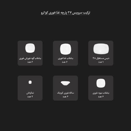 سرویس شش نفره غذاخوری 27 پارچه مونت کارلو چینی زرین