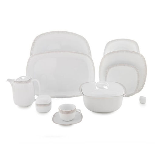 سرویس چینی زرین کواترو طرح مون بلان طوسی 12 نفره 98 پارچه (توقف تولید)*
