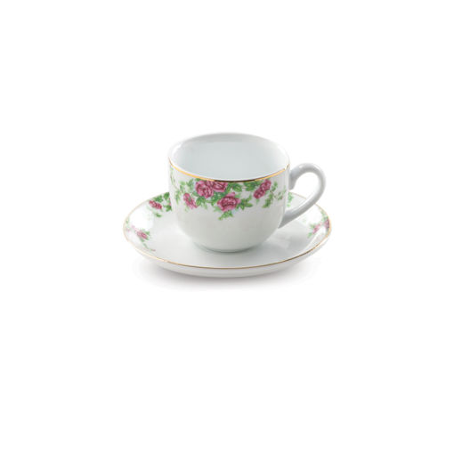 سرویس چای خوری چینی زرین ایتالیا اف طرح بیدگل 12 پارچه - گل سرخی
