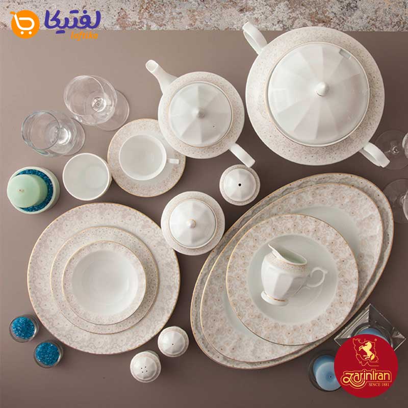 خرید اقساطی سرویس چینی زرین 103 پارچه کامل کاررا گلد