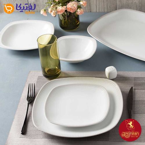 چینی زرین سرویس 6 نفره کواترو طرح مون بلان طوسی