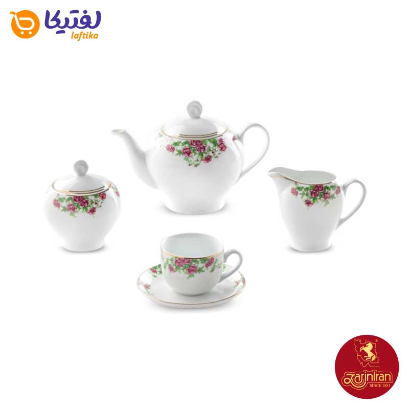 تعداد پارچه های سرویس چای خوری گل سرخی بیدگل چینی زرین