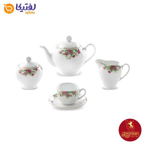 تعداد پارچه های سرویس چای خوری گل سرخی بیدگل چینی زرین
