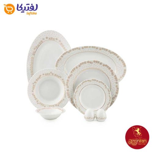 مشخصات سرویس 6 نفره غذاخوری چینی زرین ایتالیا اف طرح برایدال طلایی