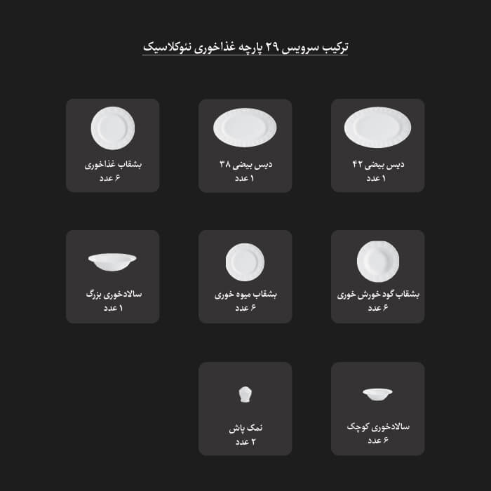 ترکیب سرویس غذاخوری نئوکلاسیک
