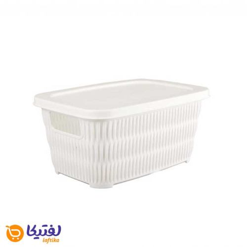 سبد-مستطیل-درب-دار-طرح-بامبو-لیمون-سایز-3-سفید