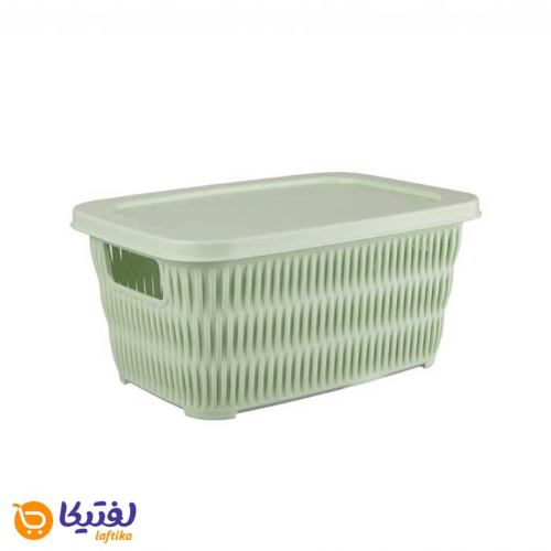 سبد-مستطیل-درب-دار-طرح-بامبو-لیمون-سایز-3--سبز