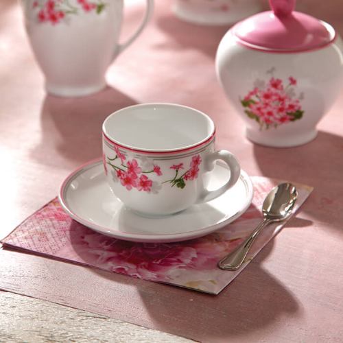 سرویس چینی 12 پارچه چای خوری یاس صورتی
