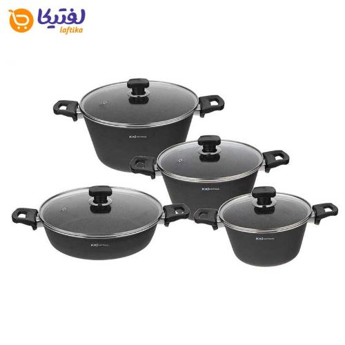 رنگ مشکی سرویس قابلمه کاج نچسب نورا 8 پارچه