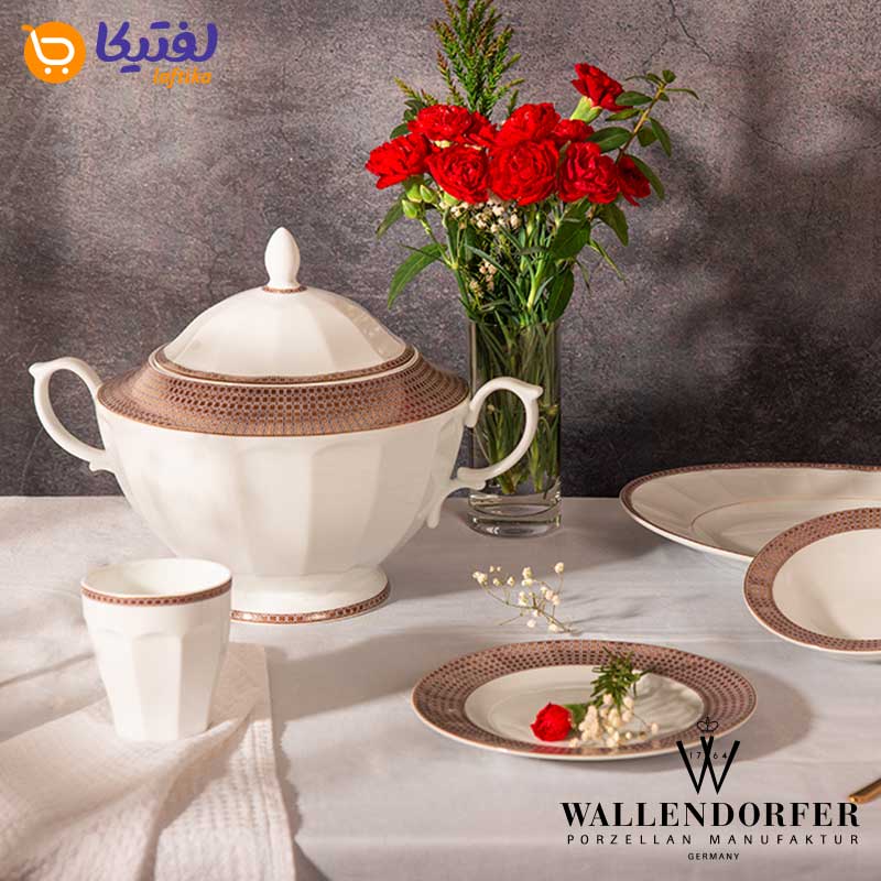 مشخصات سرویس چینی والندورفر Wallendorfer نئوکلاسیک سورن طلایی 12 نفره