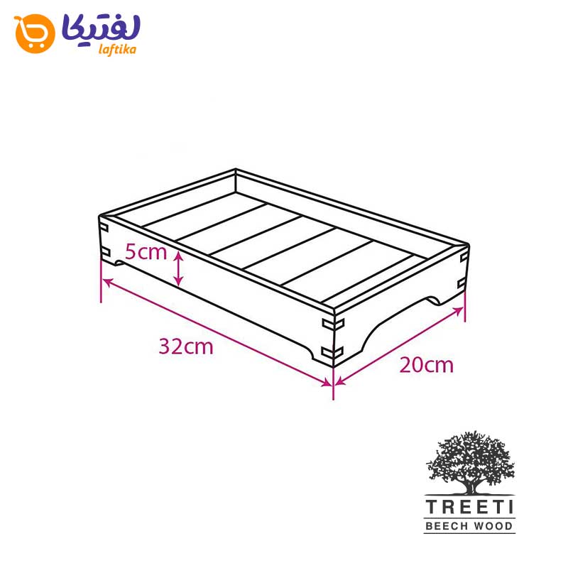 سینی چوبی پایه دار تریتی طرح ژاپنی سایز کوچک B3610