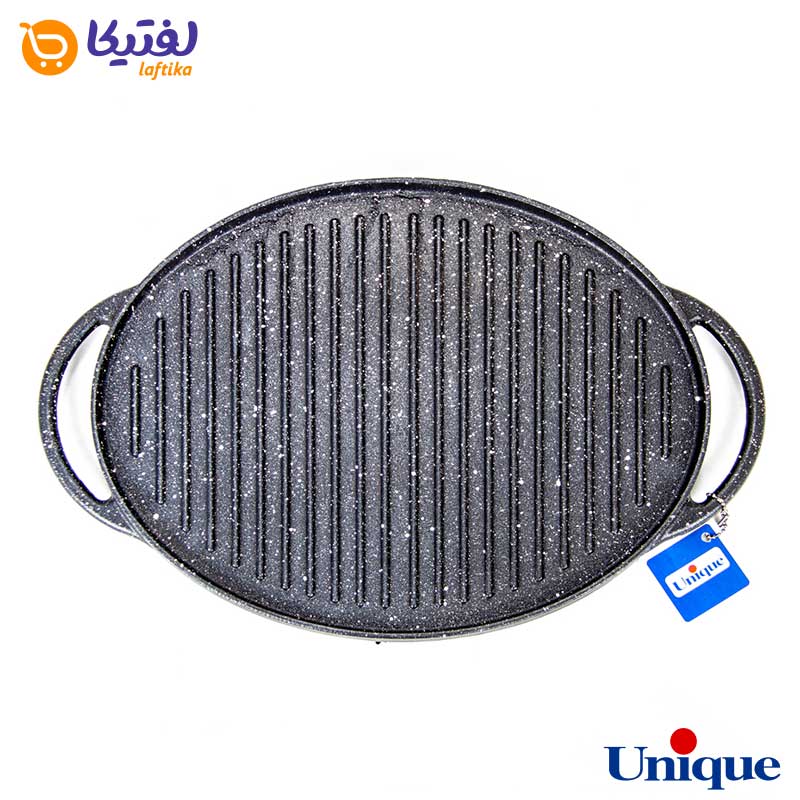 تابه گریل چدنی یونیک بیضی 34 سانتیمتری (سینی چوبی) UN-6019