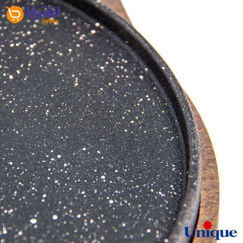تابه گریل چدنی یونیک درب دار با زیره چوبی UN-6001