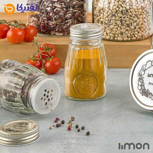 جا ادویه شیشه ای درب فلزی 240 میلی لیتر لیمون