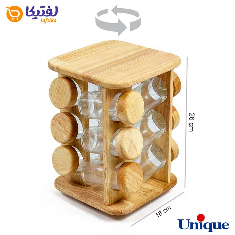 ابعاد جا ادویه گردان چوبی یونیک UN-6111