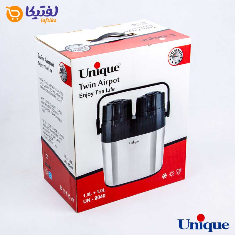 فلاسک دوقلو 1 لیتر استیل شیشه دار یونیک UN-9040