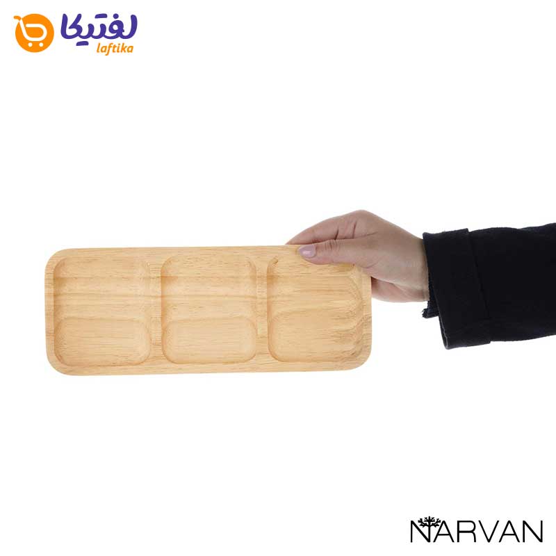 تخته سرو چوبی مستطیل سه خانه نارون R2914